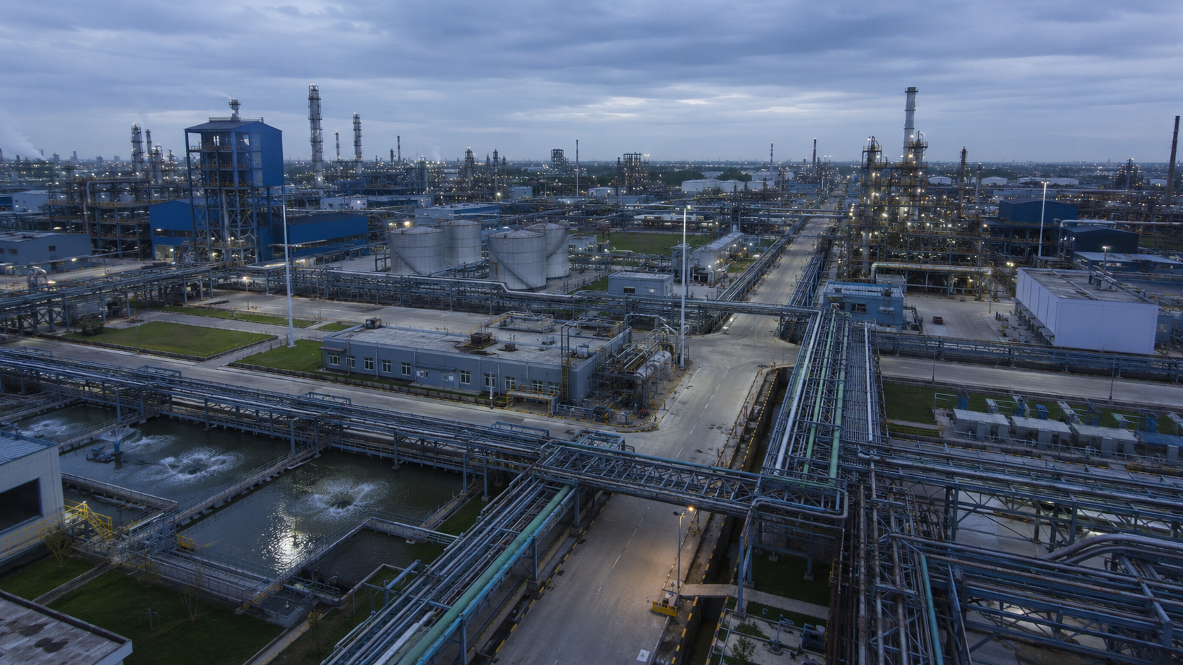 Integrated chemical park connected through shared pipelines, utilities and treatment infrastructure